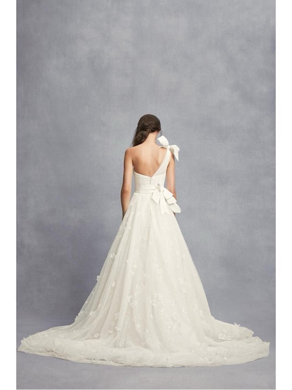 White by Vera Wang Layered Tulle One Shoulder A-Line Wedding Dress - Picture 3 of 17